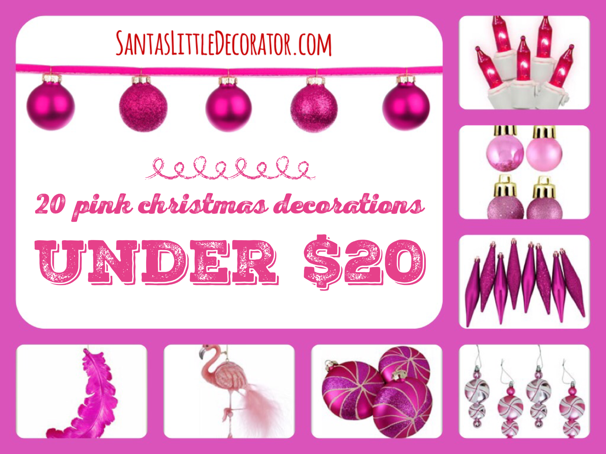 20 Pink Christmas Tree decorations Under $20