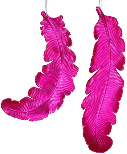 Cerise Pink Feather Shatterproof Christmas Ornament 